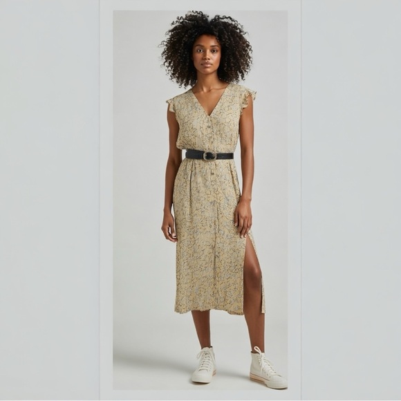 NWT Knot Sisters Yellow Floral Boho Midi Dress Large - Picture 1 of 6